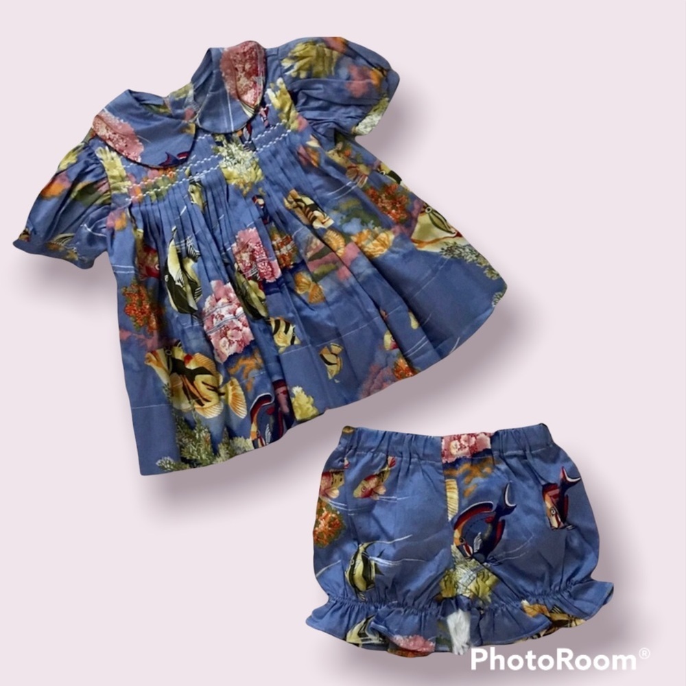 Organic Tropical Baby Girl Top and Bloomers